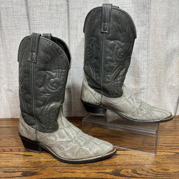 Vintage Acme Western Cowboy Boots Men’s 10 D Gray/Black Leather 14548 - Picture 1 of 8